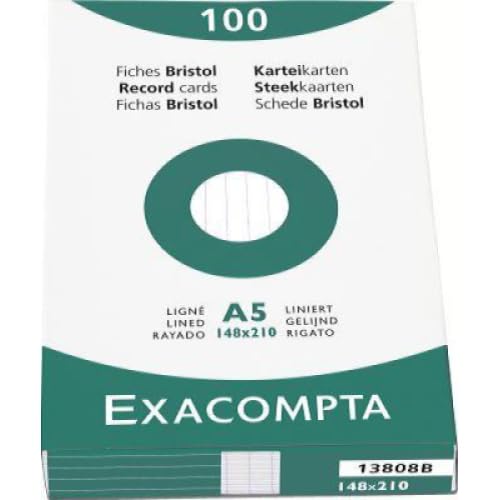 Lot de 10 Etui de 100 fiches Bristol blanc 148x210 ligné