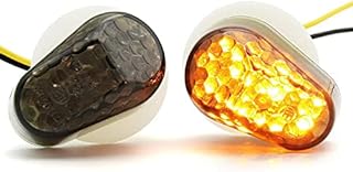 MFC PRO 1 Pair Universal Motorcycle LED Flush Mount Turn Signal Light Indicator for Yamaha KLX250 YZ125 KX85 XG250 YZF-R1 YZF-R3 YZF-R6 YZF-R25 SR400 Sport Street Racing Bike (Smoke)