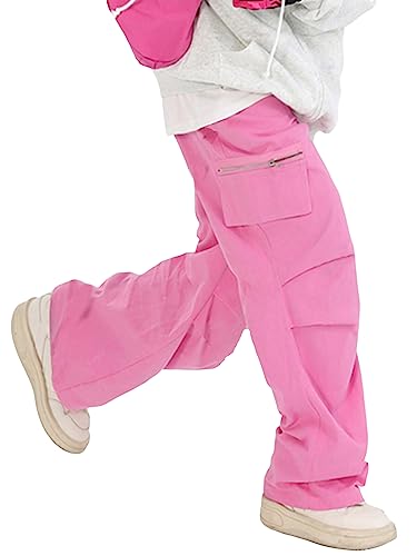 OYOANGLE Men's Casual Cargo Pants Drawstring Elastic Waist Flap Pocket Street Baggy Jogger Trousers