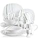 VEWEET, 20-częściowy serwis obiadowy "Aviva" z porcelany, serwis śniadaniowy dla 4 osób, po 4 kieliszki do jajek, kubki do kawy o pojemności 350 ml, miseczki do musli, talerze deserowe i talerze płaskie