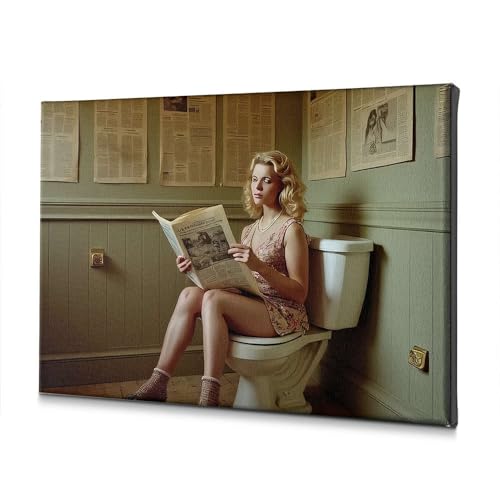 Toile décorative pour salle de bain DRPZ poster de femme lisant un journal 30x40 cm
