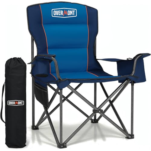 Overmont Oversized Folding Camping Chair - 450lbs Support with Padded Cushion Cooler Pockets - Heavy...
