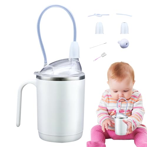 Generico Taza para adultos de 11 x 7,5 x 17 cm, 180 g – Spill Proof Drinking Cup With Straw – Liquid Feeder For Elderly, Convalescent Care, Limited Mobility, Swallowing Disorders, Home, Hospital