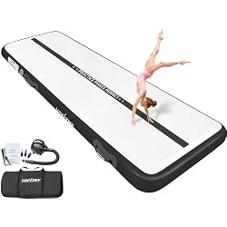 VOFiTNY Inflatable Gymnastics Air Mat Tumble Track with Pump for Training | 6.6ft/10ft/13ft/16ft/20ft Air Tumbling Mat 4/8 Inches Thick Inflatable Gymnastics Track for Home Use/Cheerleading/Yoga/Gym