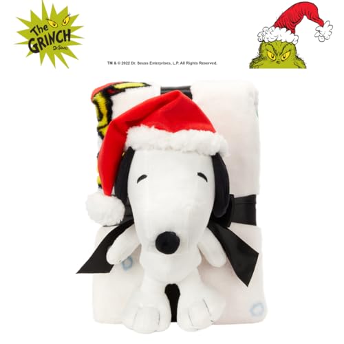Image of Peanuts Snoopy Holiday & Christmas Kids Bedding Super Soft Plush Pillow and Throw 2 Piece Set, 40 in x 50 in (Officially Licensed Product) by Franco