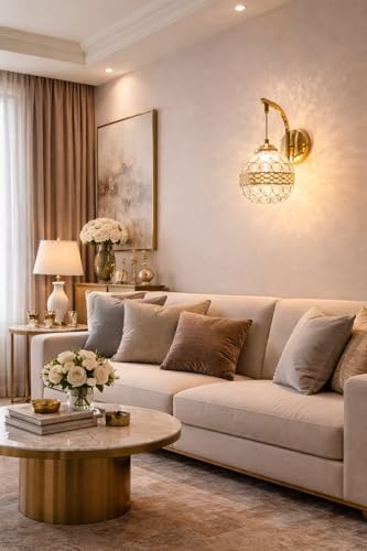 Image of Modern 3 Different Color Mode Changing (Wh /WW /NW) Energy Saving Crystal Led Wall Lamp for Bedroom, Living Room, Restaurants, Dining, Coffee Shop,Home, Etc.