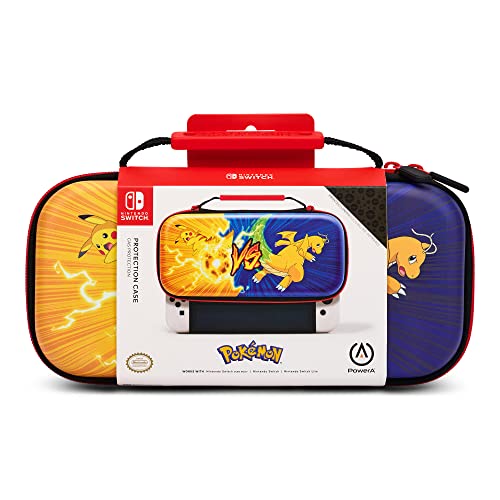 PowerA Étui de Protection pour Nintendo Switch, Switch - Modèle OLED et Nintendo Switch Lite - Pokémon : Pikachu vs. Dragonite, Housse de Protection, Étui de Console, Rangement, Licence Officielle
