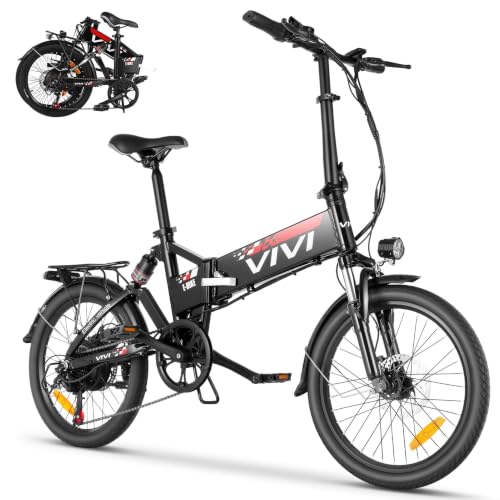 Vivi Folding Electric Bike for Adults, 20" x 2.4" Tire Fodable Ebike