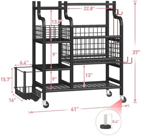 Miniatura 2 de Bepatio Estante de almacenamiento para gimnasio en casa con ruedas, organizador de gimnasio para gimnasio en casa, mancuernas rusas de 400 libras,