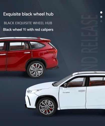 Image of 1:24 Crown Kluger SUV Model Car - Red Alloy Diecast Pull Back Toy with Sound, Light & Openable Doors - Gift for Kids Boys Girls (White)