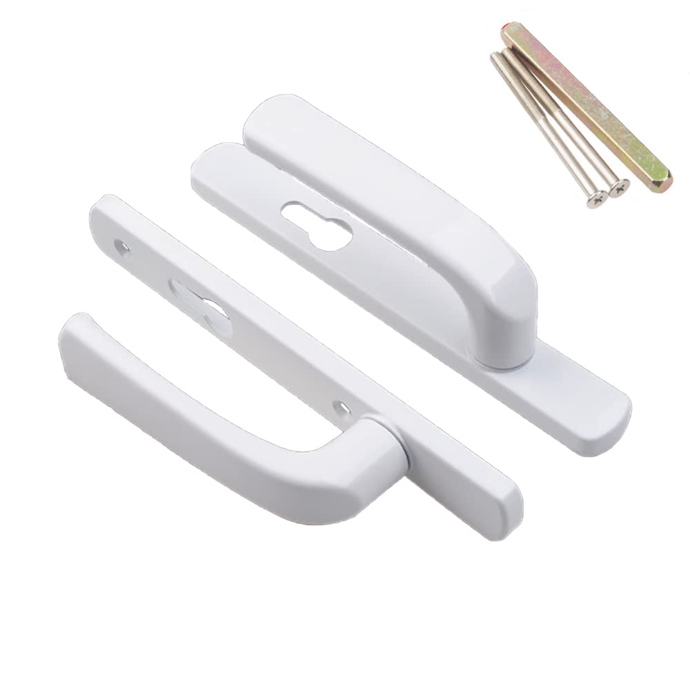 UPVC Door Handle, 92mm PZ (Centres) White Replacement Handles with Matching Parts, 1 Pair/Set, 210mm