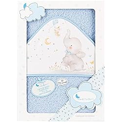 Toallas Para Bebés Recien Nacidos Interbaby 01227-01 - Capa de baño ELEFANTE azul, unisex