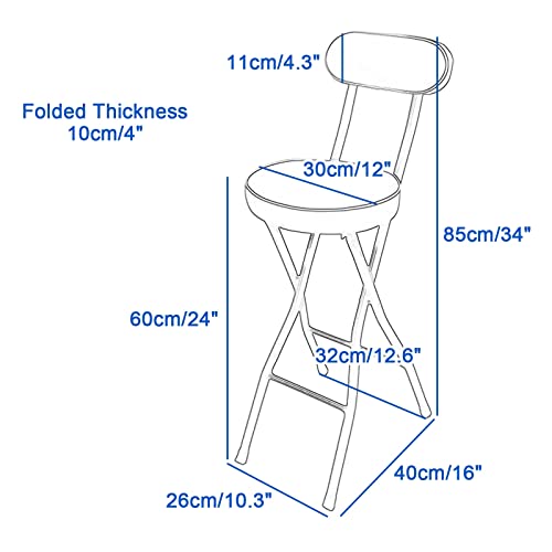 Zyledw Portable Folding Stool, Heavy Duty Fold Up Stool Metal Foldable Stool For Adults Kitchen Garden Bathroom Collapsible Round Stool, 300 Lbs Capacity (Color : Black, Size : Sitting Height: 24In) #TOP2