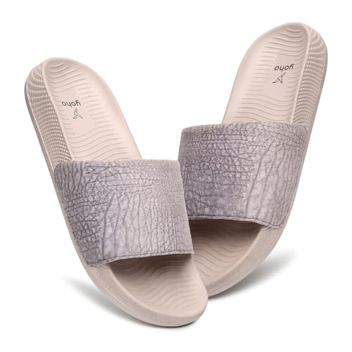 Image of YOHO Plush Women's Sliders | Soft Textured & Lightweight Flip-Flops | Home Wear Chappal for Ladies & Girls