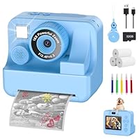 Sofortbildkamera Kinder Mit Selfie1080p Kinderkamera Sofortbildkamera mit 32gb Karte & 3 Rollen Druckpapier, Kinder Kamera, Kinderspielzeug Geschenke für Jungen & Mädchen Von 3-12 Jahren