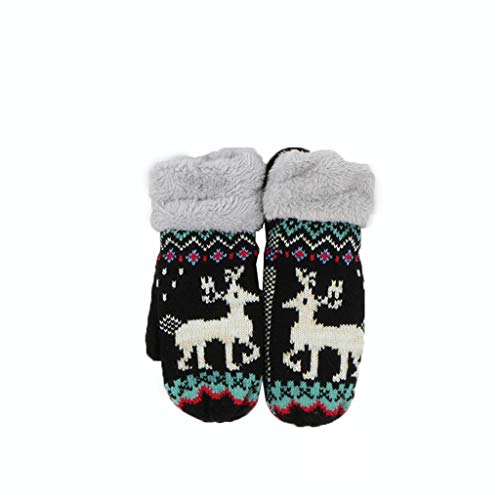 Preisvergleich Produktbild YXIU Kinder Handschuhe Winter Fäustlinge Fausthandschuhe Weihnachtshandschuhe Soft Warm Strickhandschuh für 2-5 Jahre alt Baby (Schwarz)