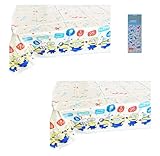 Unique Despicable Me Birthday Party Supplies Bundle Pack Includes 2 Plastic Table Covers with 1 Dinosaur Sticker Sheet