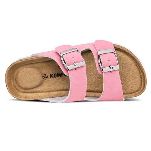 Image of K KomForme Kid Sandals Boy Girl Cork Footbed Slide with Adjustable Strap | Open-toe, Comfort