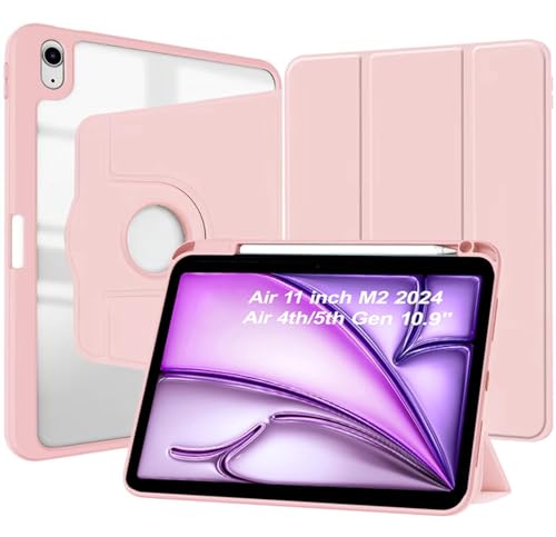 Étui rotatif iPad Air 11 M2 pivotant 360 avec veille automatique or rose
