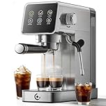 Espresso Machines with Self-Cleaning & Memory Function, 20 Bar Coffee Maker with LED Touch Screen, Compact Machine A Cafe with Milk Forther for Home