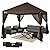 CROWN SHADES Gazebo 10x10, Pop Up Gazebo with Mosquito Netting, Screen Tent with 4 Ropes, 8 Stakes, 4 Sandbags and Wheeled Storage Bag, Canopy for Patio & Backyard, Coffee