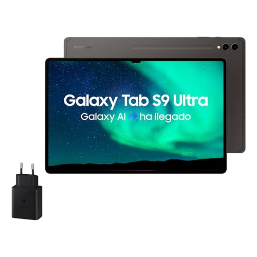 Samsung Galaxy Tab S9 Ultra, 512 GB, WiFi + Cargador 45W - Tablet Android, Ranura MicroSD, S Pen Incluido, Gris (Versión Española)