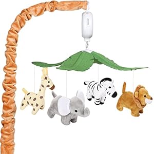CLYMENE Safari Animals Baby Musical Crib Mobile – Jungle Animals Mobile for Crib with 12 Lullabies for Baby Boys and Girls | Safari Nursery Decor