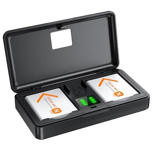 NP-BN1 Battery(2 Pack) and Charger(2CH) Set,Camera Accessories kit for Sony Lithium Ion NPBN1,DSC-WX30,WX50,WX100,WX150,WX200,TX100V,X30,TX10,TF1,WX220,Replacement Rechargeable Dual Batteries Case