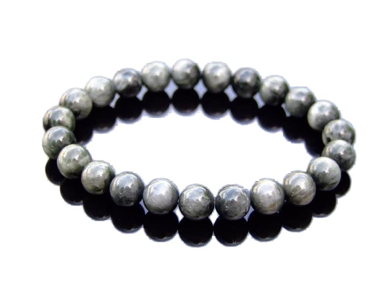 LKBEADSUnisex gem chrysoberyl cat's eye8mm round smooth beads stretchable 7 inch bracelet for men,women-Healing, Meditation,Prosperity,Good Luck Bracelet #Code - stbr-04531