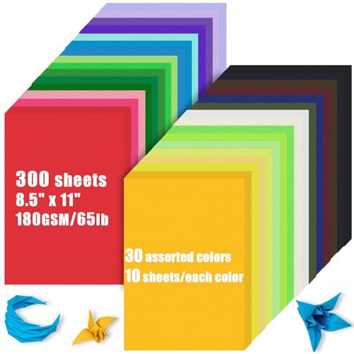 Colored Cardstock Bulk 300 sheets, 8.5â€ x 11â€ Cardstock Paper 30 Assorted Colors Construction Paper,180 GSM Card Stock Printer Paper Scrapbooking Supplies for Diy Crafts Cricut Card Making