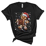 Santa Gingerbread Playing Accordion, Lovely Joyful Christmas Accordion, Instrument Music X-mas Unisex T-Shirt Black