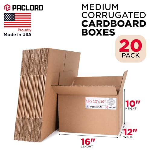 Image of Medium Moving Cardboard Boxes 16 inchL x 12 inchW x 10 inchH (Pack of 20) - USA-Made Packing Boxes for Moving, Shipping, or Storage - USPS, UPS, FedEx Approved - Professional Packing Supplies