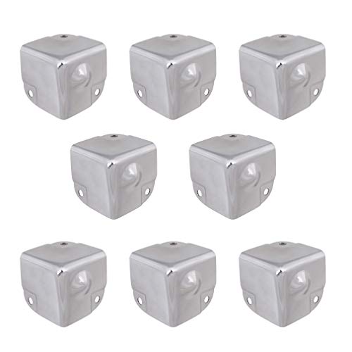 Tiazza 8Pcs Galvanized Tool Box Corner Protectors Aluminum Box Angle Guard Metal Wrap Angle, Silver, 40x40x0.8mm