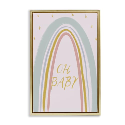 Stupell Industries 'Oh Baby Rainbow'�A�t���[�e�B���O�t���[���L�����o�X�A�[�g�A�S�[���h�A21 x 31�C���`�A�|���₷�����A�č����ALucille Price