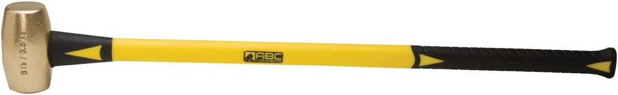 Heavy Duty 8 lb Brass Sledge Hammer with Ergonomic Fiberglass Handle