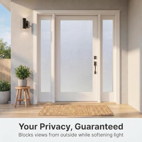Image of SUNBABY Frosted Privacy Window Film, Light in, Static Cling, 35.4 inchx78.7 inch | Day & Night Privacy, Stops Dog Barking, Renter-Friendly No Glue, Removable & Reusable, UV Blocking, with 3 Tools for Bathroom