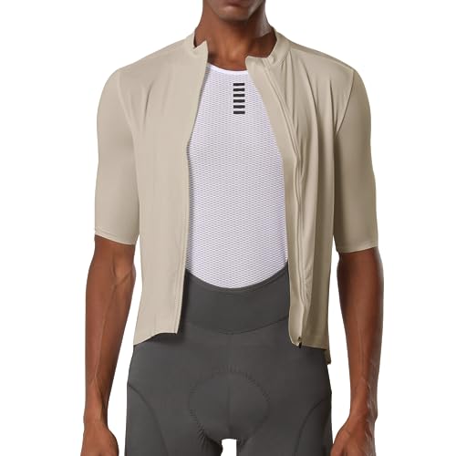 Image of YKYWBIKE Cycling Jersey Men Aero Race Fit, Road Bike Jersey Short Sleeved Moisture Wicking, Breathable,Zip Pocket,UPF50+