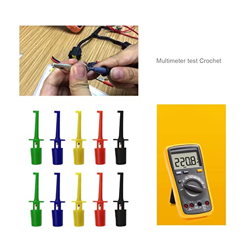Image of 40PCS Multimeter Electrical Testing Single Hook Clip Grabber Test Probe Cable Clip Kit 5 Colours Electrical Tools for Multimeter Wire Lead