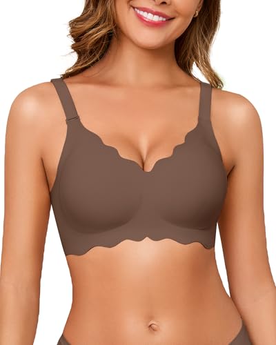 Image of Seamless Jelly Bras for Women No Underwire Push Up Bra Full Coverage V-Neck Wirefree Bralettes Soft T-Shirt Bra