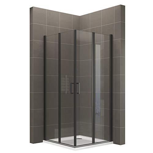 Duschkabine ALINA 70x85 cm Höhe: 180 cm Eckduschkabine mit Falttüren Falttürkabine aus 6mm Nano Klarglas ESG - Sicherheitsglas mit schwarze Aluminium Profile DK61 - alle Grössen Cover