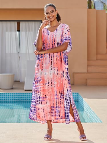 Image of Kaftan Dresses for Women Plus Size Bathing Suit Cover up Caftan Maxi Beach Dresses