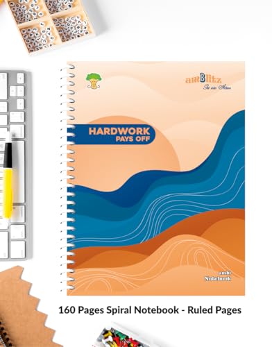 Image of amblitz Spiral Notebook | 18 X 24 CM | B5 Size | School /College Students's Choice for Note Making | 70 GSM Thick White Paper | Diary Size | Personal & Office Use | (160 Pages, RULED Notebook)
