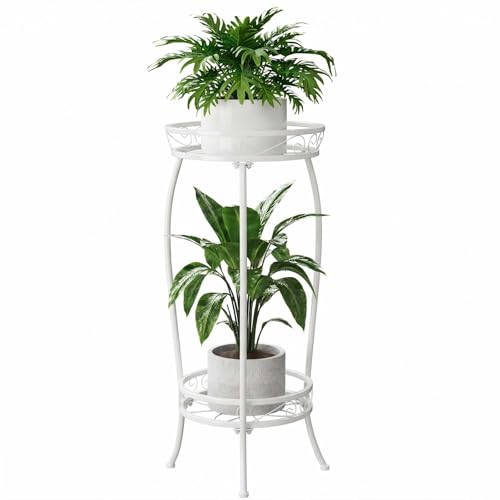 Bamworld Blumenständer Metall Pflanzenständer Blumenhocker Weis Hoch Zimmer Deko 30x30x70cm