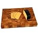 Produktbild B4K® 37274,3cm Hackblock aus Eiche Stirnholz | Hirnholzbrett mit Griffen und Silikonfüßen | Antibakterielles Hirnholzbrett | Stirnholzbrett | Küchenbrett | Schneidebrett | Holzschneidbrett