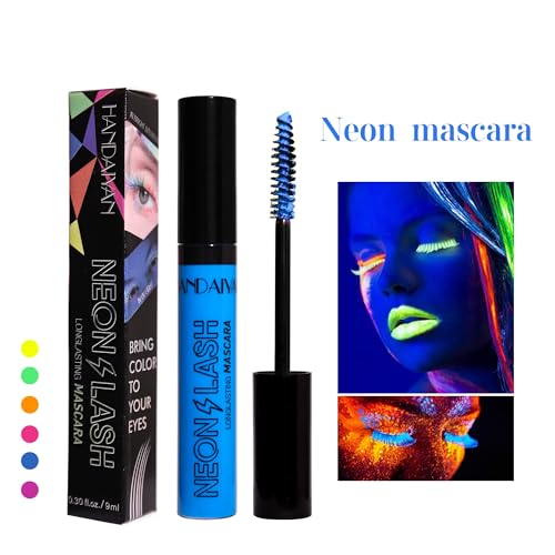 Neon Mascara UV Glow Rainbow Colorful Mascara Natural Lengthening and Thickening Effect No Clumping Waterproof Smudge-Proof Mascara (# 03, Color) - Image 4