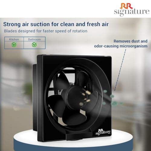 Image of Vento Deluxe HS 150mm Exhaust Fan For Kitchen, Bathroom with Strong Air Suction, Rust-Proof, Anti-Dust Shutters (White) | 3 Year Warranty (Black)