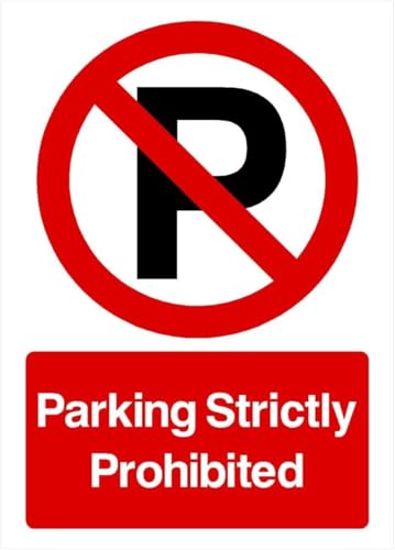 Parking Strictly Prohibited Portrait Metal Sign 8x12 Inch for Caution Guidance Indoor Outdoor Home Office Street Parking Lot Community Public Venue Parking Restriction Public Warning Wall Decoration