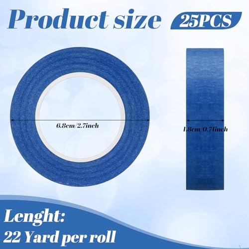 Image of Gilprop 25 Rolls Blue Painters Tape Bulk Blue Masking Tape 0.7 Inch x 22 Yard (550 Total Yards) Adhesive Masking Scribing painting supplies for Walls Kitchen Home DIY Artist Craft Arts