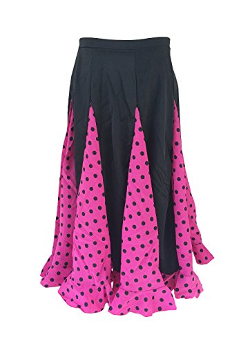 La Señorita Falda Flamenco Sévillane niña Rosa con Puntos Negro (Rosa Negro, Talla 12-9/10 año)