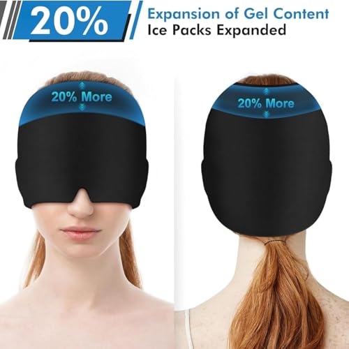 Image of Migraine Relief Cap Migraines | Hot & Cold Therapy Headache Cap for Migraine | Thermax Gel Ice Head Wrap for Instant Comfort & Relaxation | Reusable Migraine Cap for Men & Women (Black)